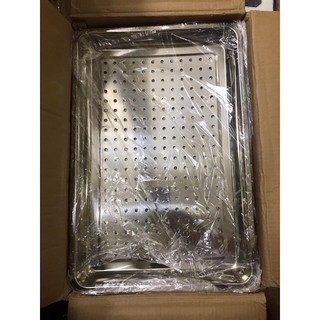 Khay inox tủ hấp kt 40x60x5cm hấp bánh bao, hấp giò, xôi…