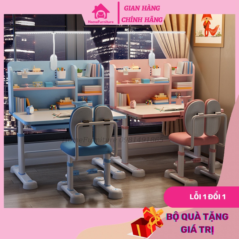 Bộ Bàn Học Thông Minh Chống Gù Chống Cận Có Giá Để Sách A16+ Nâng Hạ Tay Quay Size Lớn Tặng Kèm Bộ Quà Tặng Giá Trị
