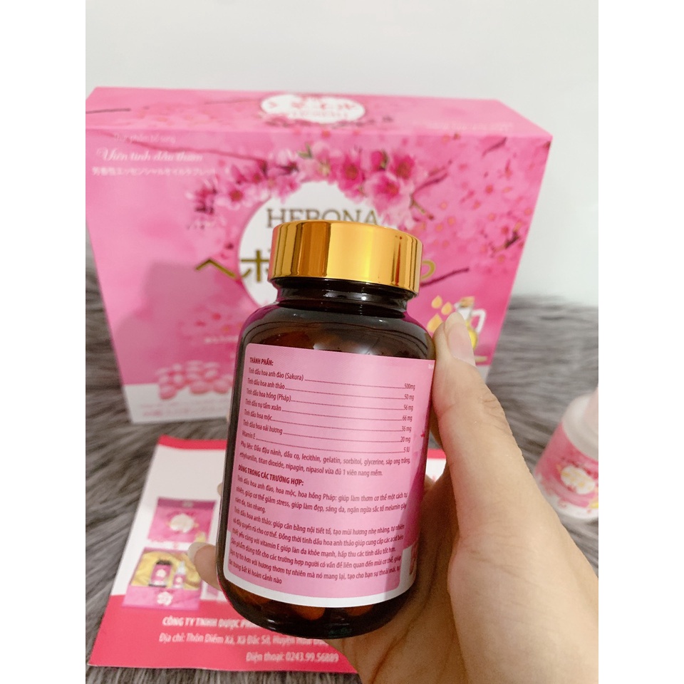Viên uống thơm da hebona hết mùi hôi trắng sáng da tự nhiên hộp 60v