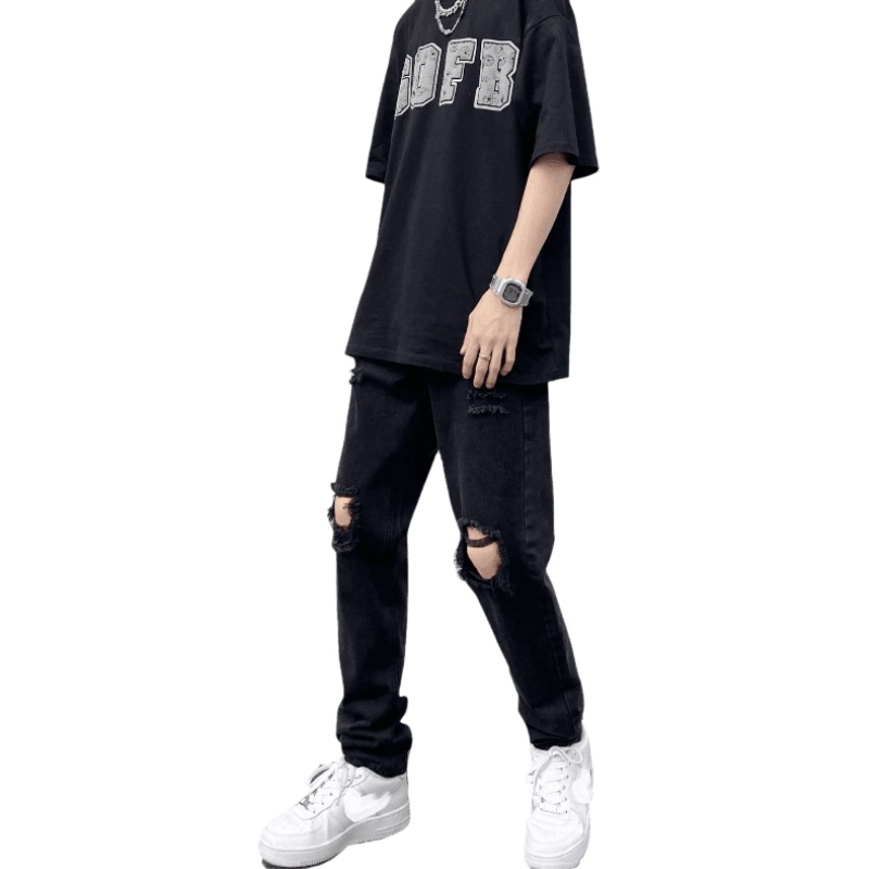 Quần Jean Nam Skinny & Slim Fit Unisex Monster X Street phong cách Hàn Quốc Ullzang thời trang đường phố mùa hè