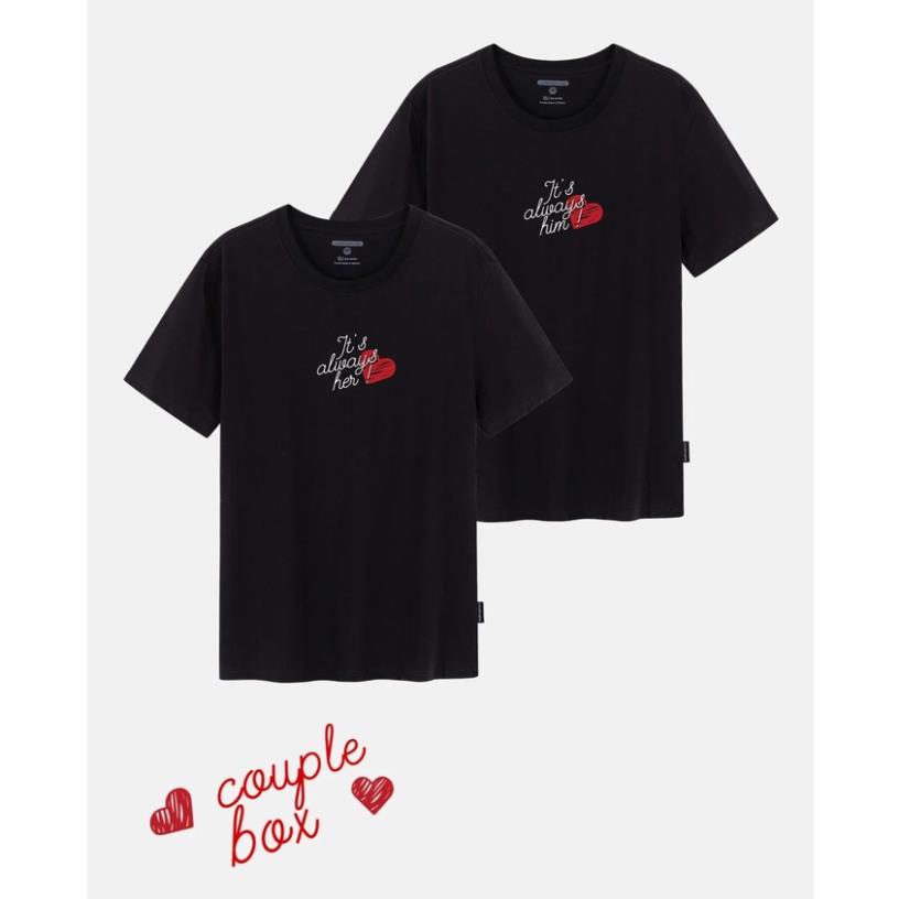 Couple Box - Combo 2 Áo thun Cotton Basics 200gsm in Its always him/her - thương hiệu Coolmate chất lượng cao sale off