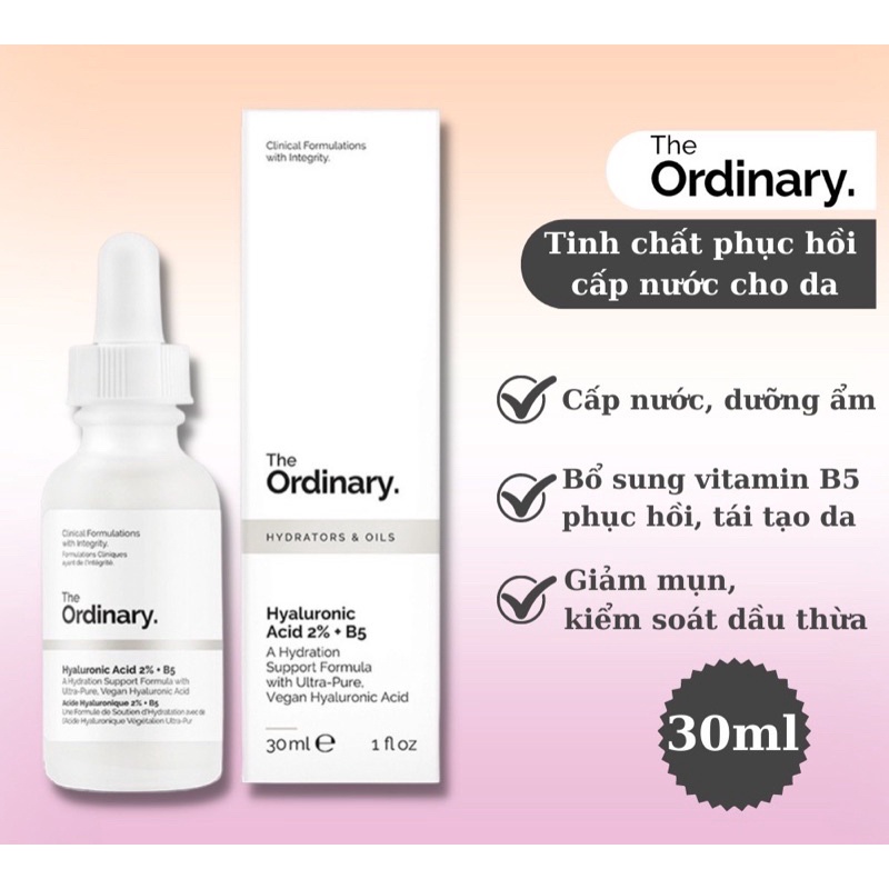 Serum cấp ẩm hồi phục Hyaluronic Acid 2% + B5 - The Ordinary 30ml