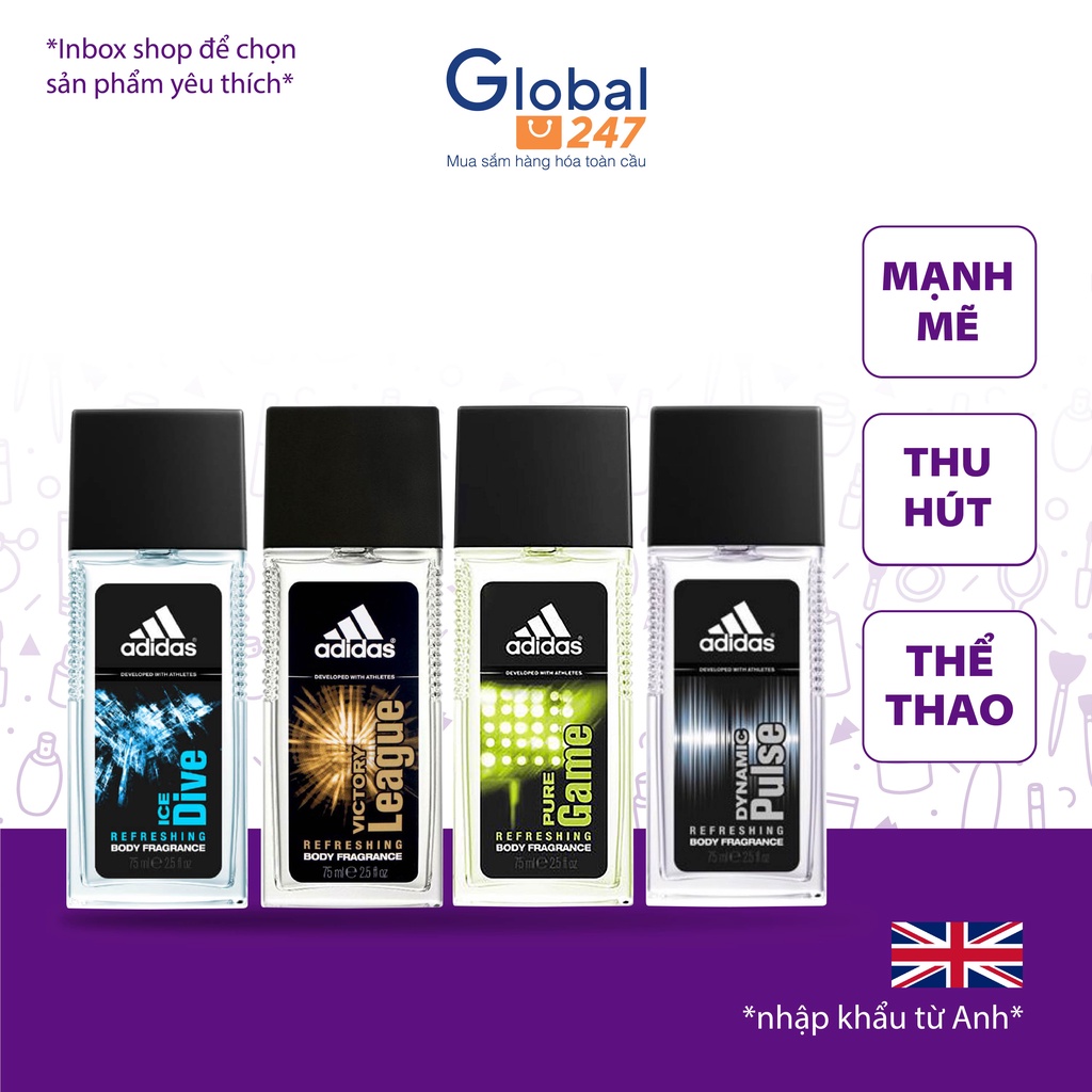 Nước hoa Adidas body fragrance Nam tính tạo cảm giác mạnh mẽ 75ml - Hàng UK