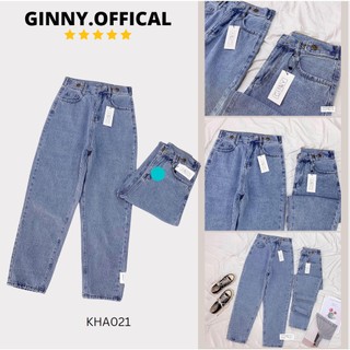 Quần Baggy Nữ Jean Hack Chân KHA-021 | 9 Tất Cạp Cao | Vải Jean Wash Xịn | GINNY OFFICAL