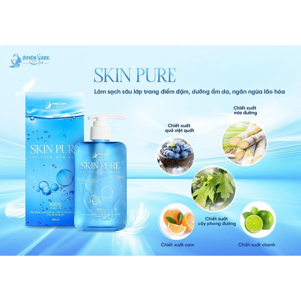 Nước Tẩy Trang SKIN PURE Quyên Lara - Làm Sạch Da, Loại Bỏ Bụi Bẩn Da Chết, Cho Da Sáng Mịn, 200ml