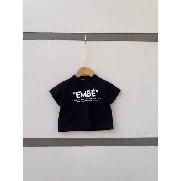 Áo thun, áo phông cotton 100% cho bé in chữ EMBE phong cách Hàn Quốc