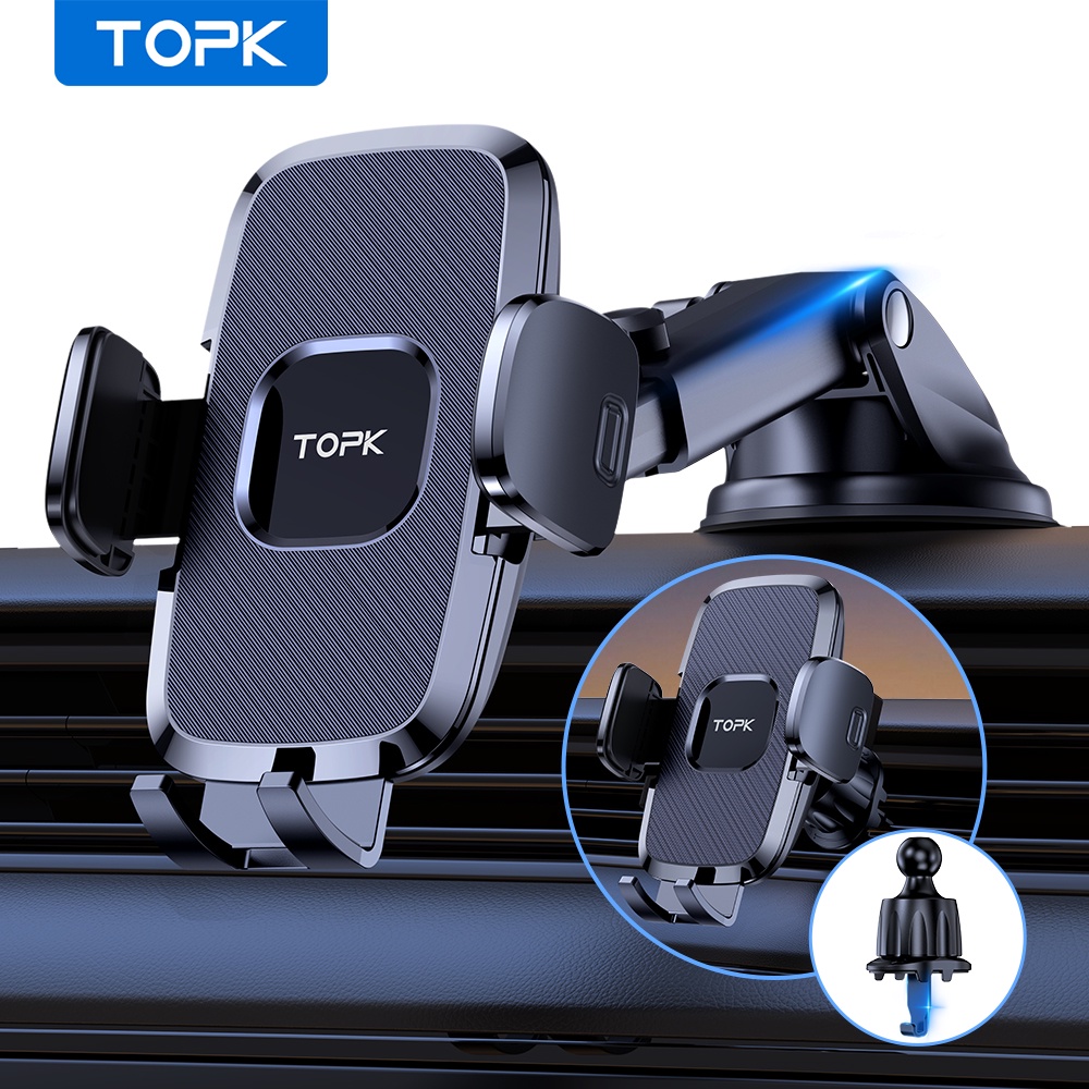 TOPK Giá đỡ điện thoại trên ô tô VuaAuto kẹp gắn cửa khe gió điều hoà xoay 360 độ vân cacbon tinh tế nhỏ gọn tiện lợi cho xe | BigBuy360 - bigbuy360.vn