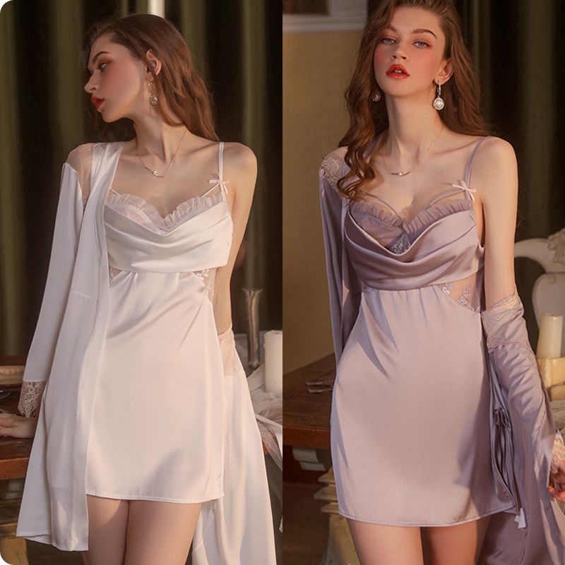 [Hỏa Tốc, Bảo Mật] Váy Ngủ Lụa Sexy Gợi Cảm Đầm Ngủ Lụa 2 Dây Ngực Xếp Ren Xuyên Thấu Quyến Rũ - Mã