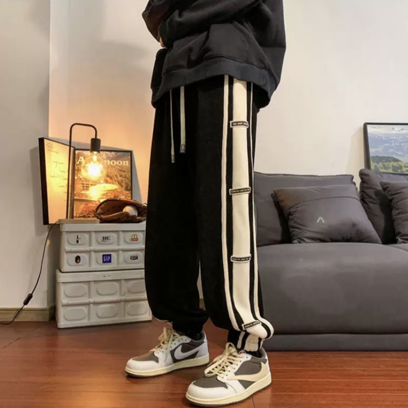 Quần Jogger Nỉ Nhung Tăm 3 sọc, Quần Ống Rộng Nam Nữ siêu dày siêu bền đẹp Unisex Ulzzang NT 3