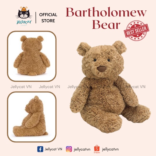 Gấu bông teddy Jellycat Bartholomew bear lông mềm mịn chính hãng (có sẵn)