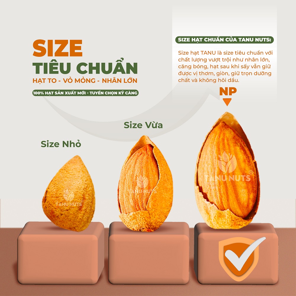 Hạt hạnh nhân rang bơ TANU NUTS, hạnh nhân nhập khẩu Úc