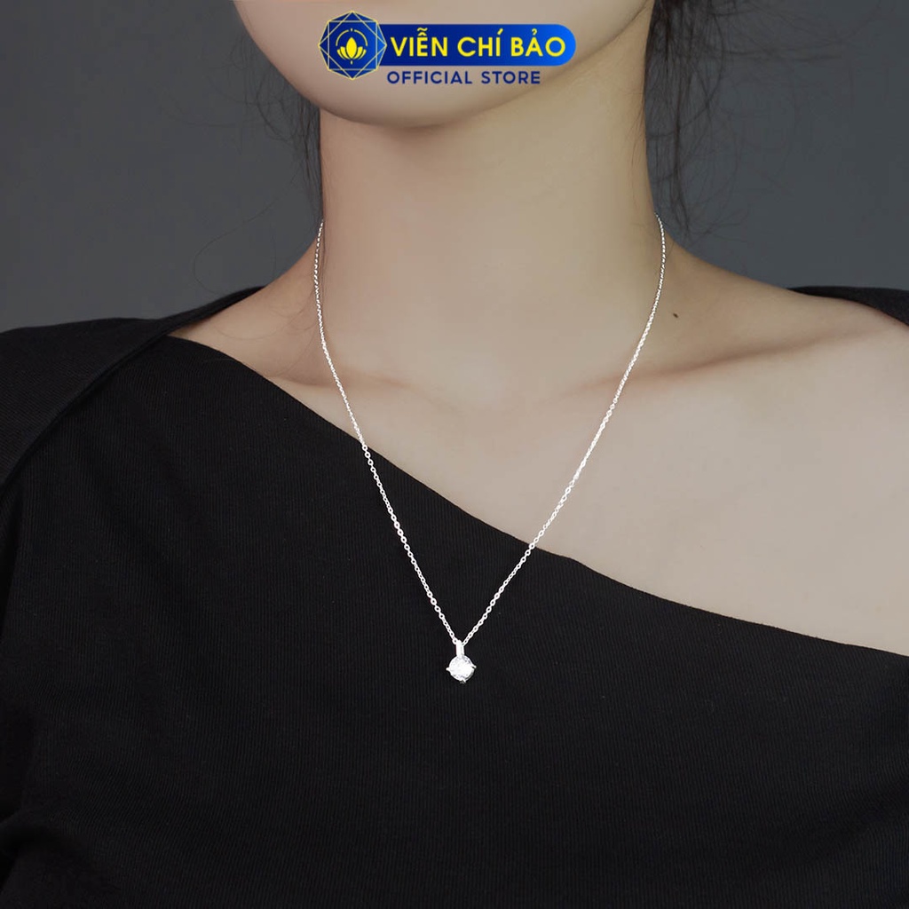 Dây chuyền bạc nữ đính đá nhỏ đơn giản chất liệu bạc 925 thời trang phụ kiện trang sức Viễn Chí Bảo D400473