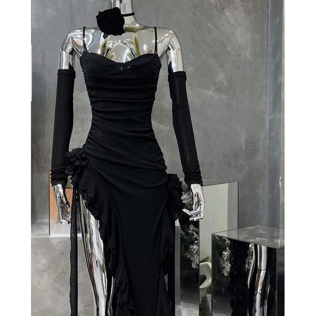 Đầm hai dây chân bèo chéo Wabisabi N1902