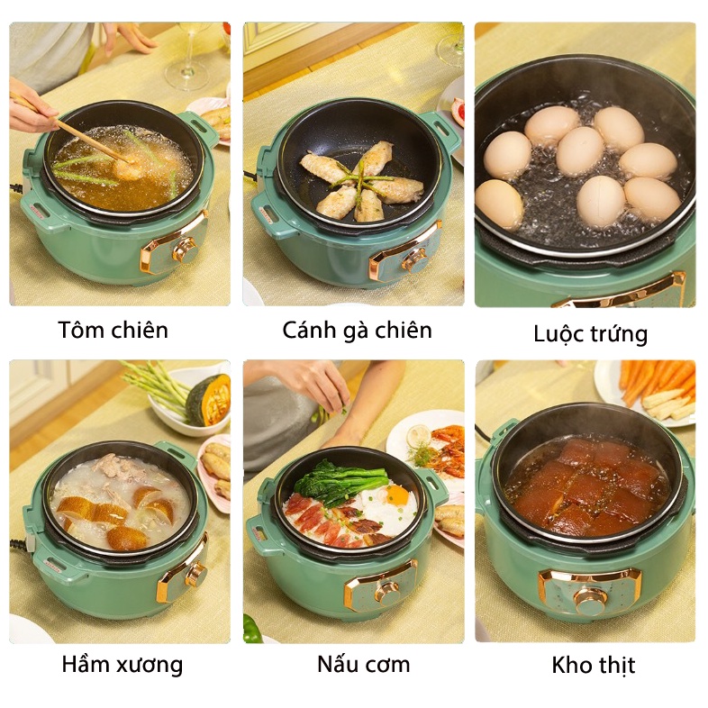 Nồi áp suất điện đa năng VENKO 4L chính hãng, nấu lẩu, nấu cháo, nấu cơm, ninh xương, chiên xào