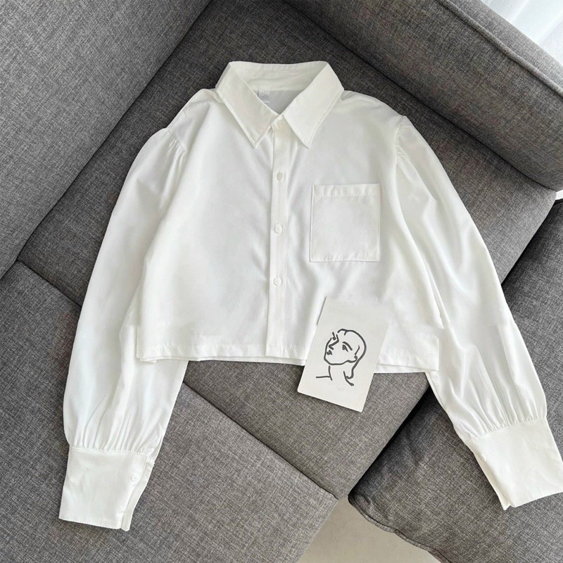 Set váy tennis đen + sơ mi croptop tay dài