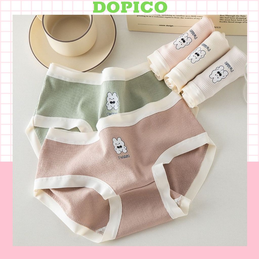 Quần lót nữ cotton chống cộm tôn dáng quyến rũ, Quần chíp nữ họa tiết gấu dễ thương DOPICO L465