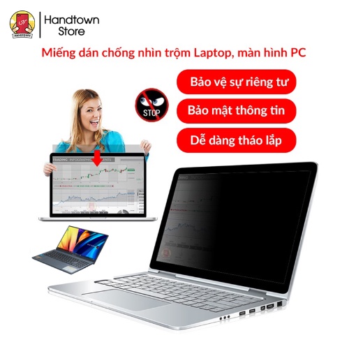 Tấm che miếng dán màn hình chống nhìn trộm Laptop Asus VivoBook 15X OLED A1503ZA i5 10300H 15.6 inches cao cấp Handtown