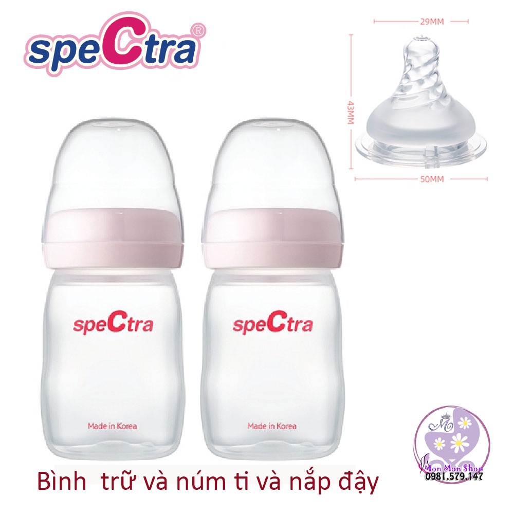 Bộ 2 bình trữ sữa mẹ Spectra 160ml ( tương thích máy hút sữa Spectra và Avent) BPA Free