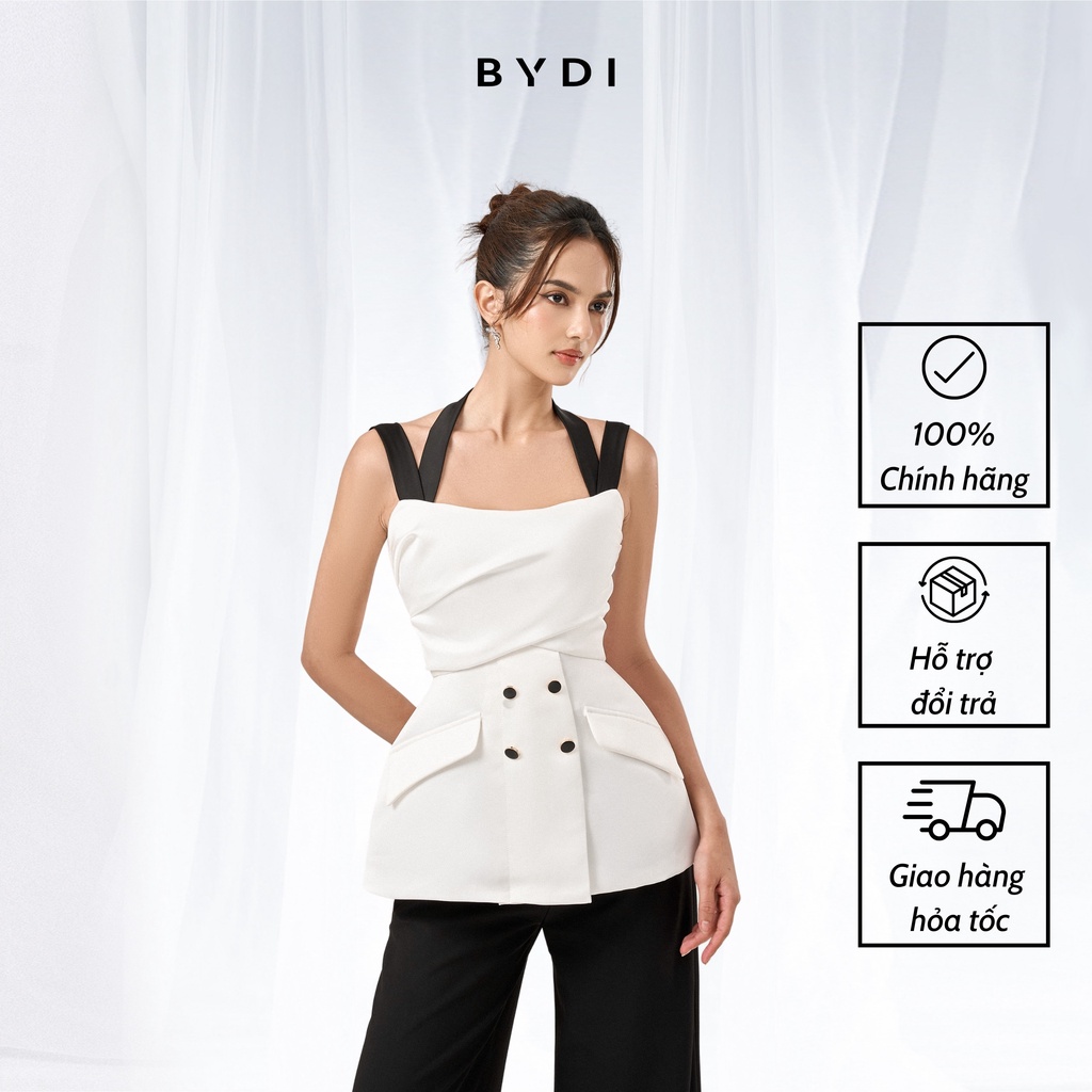 Áo Kiểu Nữ Chất Lụa Tô Châu Phối Tơ BYDI Design, Áo Nữ 2 Dây Cách Điệu Choàng Cổ BYDI Fashion | RAE TOP MT026
