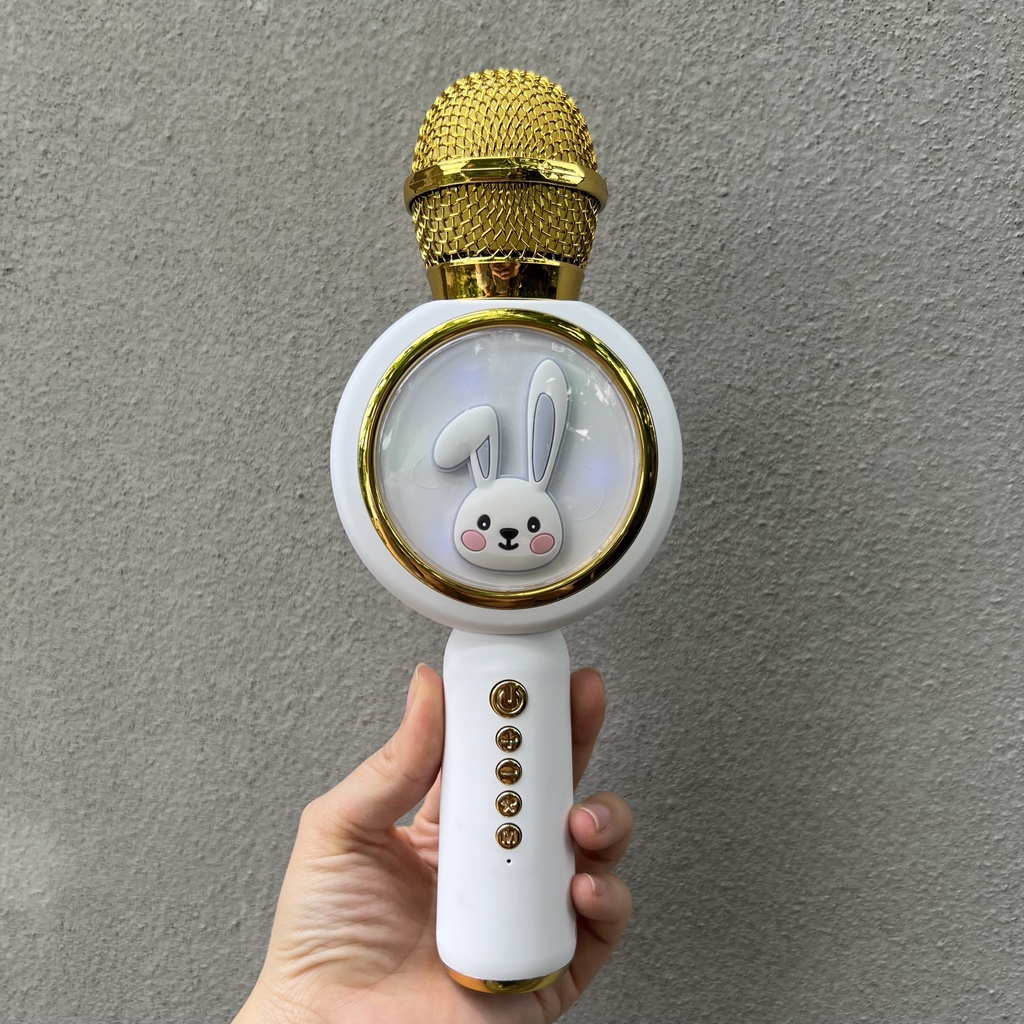 Micro karaoke Bluetooth Kèm Loa Không Dây X6 Hình Thỏ Đáng Yêu đèn led nhấp nháy Âm Thanh Trầm Ấm Hát Hay Bắt Gịong Tốt