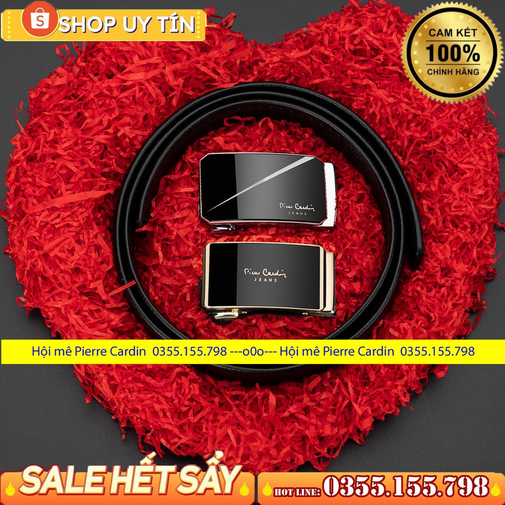 Set thắt lưng 1 dây 2 mặt Pierre cardin mặt kính kết hợp dây da bò hộp đựng sang trọng 63b