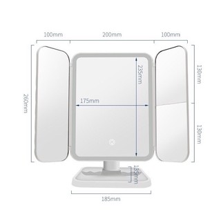 Gương để bàn trang điểm đèn led 3 chế độ ánh sáng gập mở 2 cánh sang xịn mịn kèm sạc 3 Led trang điểm gương