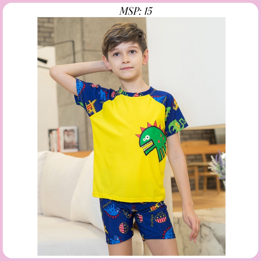 Đồ bơi bé trai / Bộ đồ bơi cộc tay bé trai họa tiết khủng long size 9 - 38kg