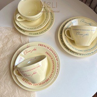 Bộ Tách Đĩa Gốm Sứ Cheese Plate Kiểu Pháp Decor