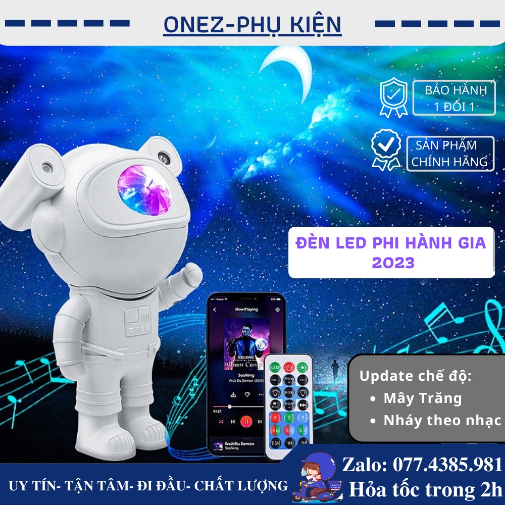 Đèn led phi hành gia 2023 có loa thông minh chiếu Trăng_Sao_Mây Đèn có 82 chế dộ điều chỉnh, nháy theo nhạc bản 2023