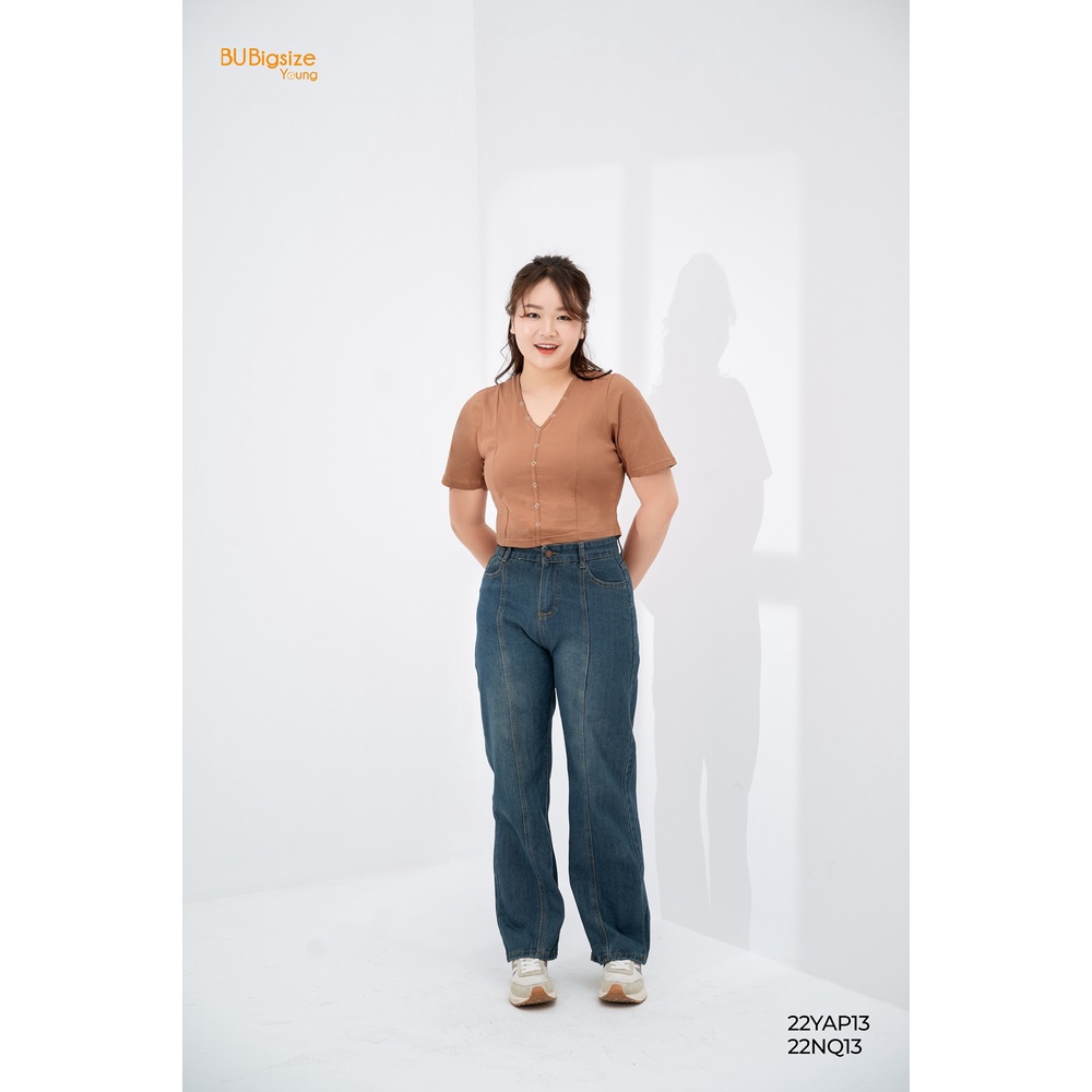 Quần jean suông trần chỉ BIGSIZE (55kg đến 95kg) - 22NQ13 - [BU Bigsize Young]