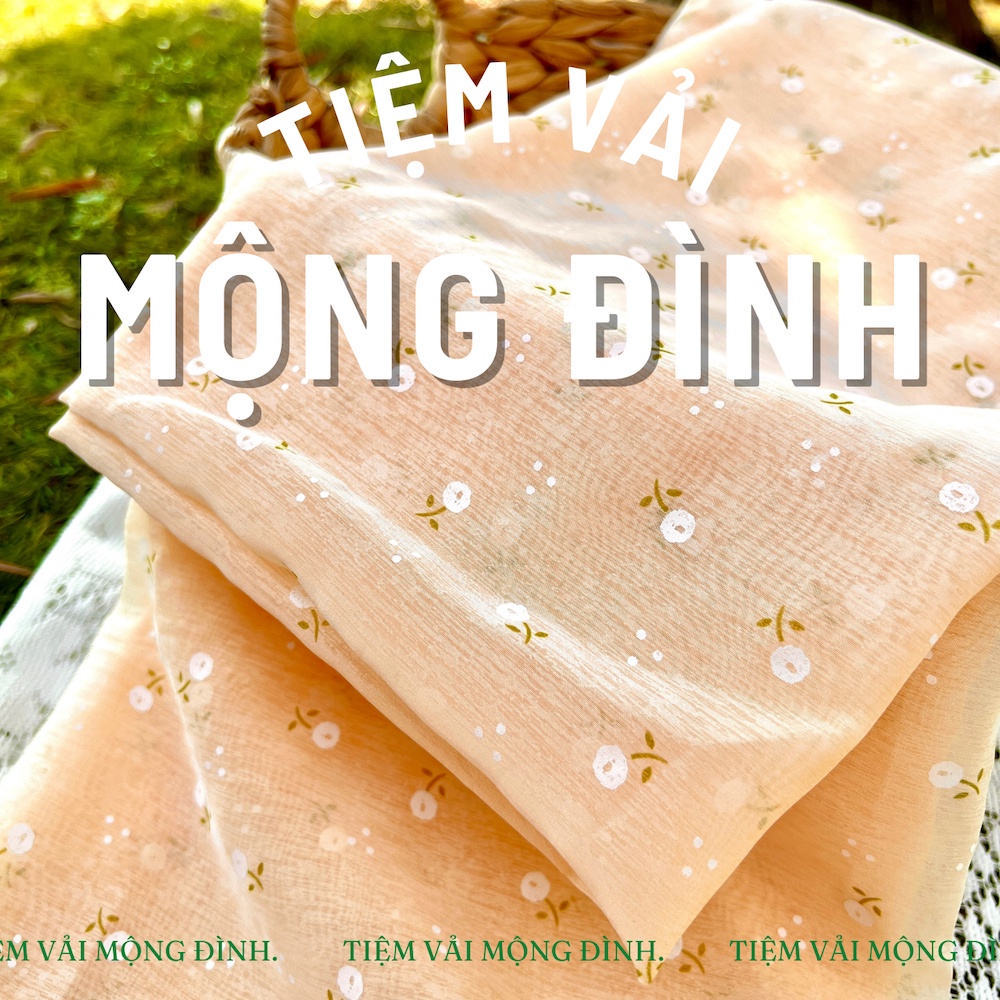 Vải Voan Tre Màu Cam Da Bông Nhí Trắng Cực Xinh May Đầm Váy Áo Mùa Hè