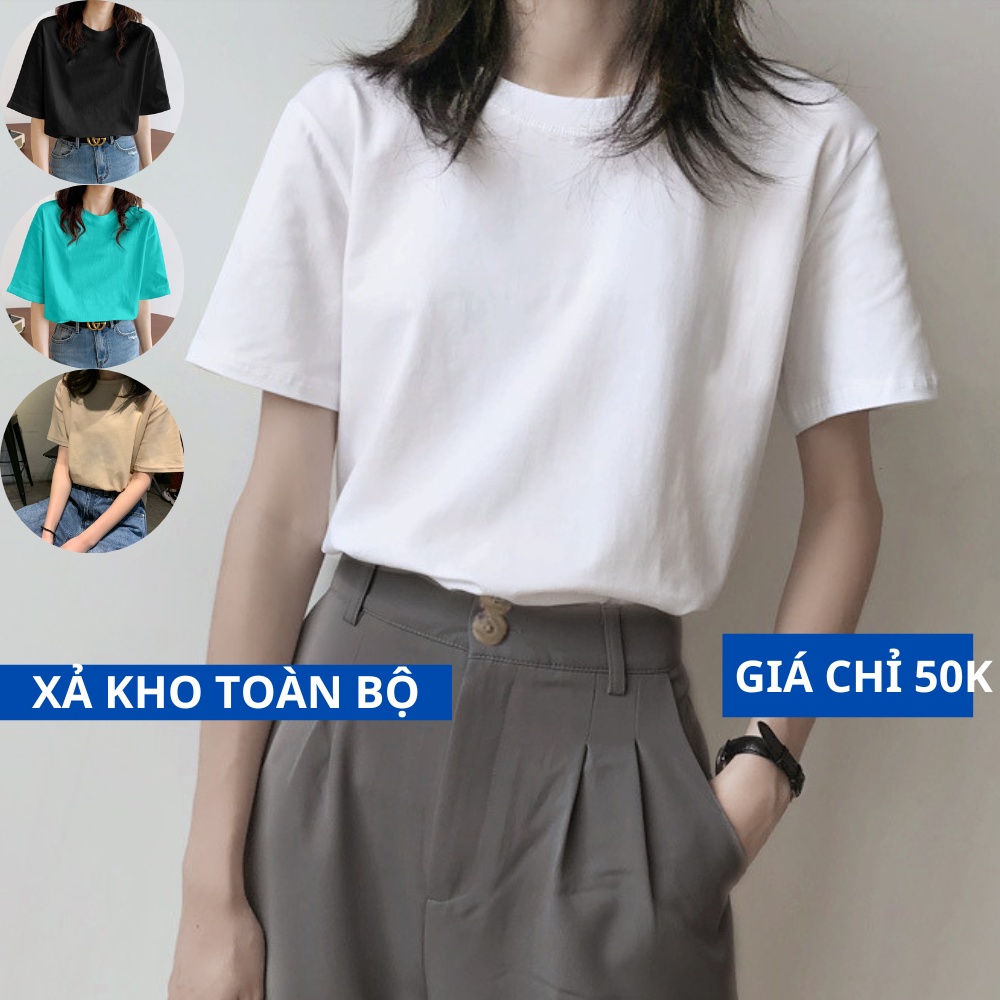 Áo thun nữ form rộng MADELA trơn basic, áo phông trơn unisex đơn giản