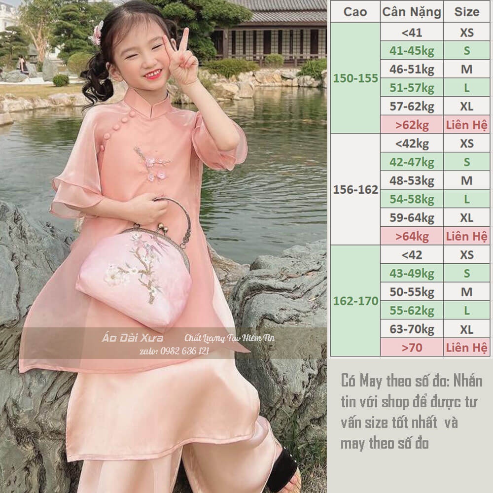 Áo Dài Bé Gái Và Mẹ Thủ Công LD51