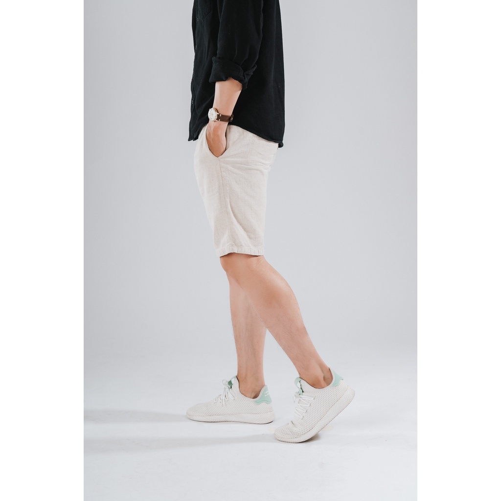 Quần Đùi Nam Đũi Ống Đứng  Lưng Thun Dây Rút  Chất Liệu Linen Mặc Thoáng Mát, Thoải Mái, Màu Trắng, Xám, Kem