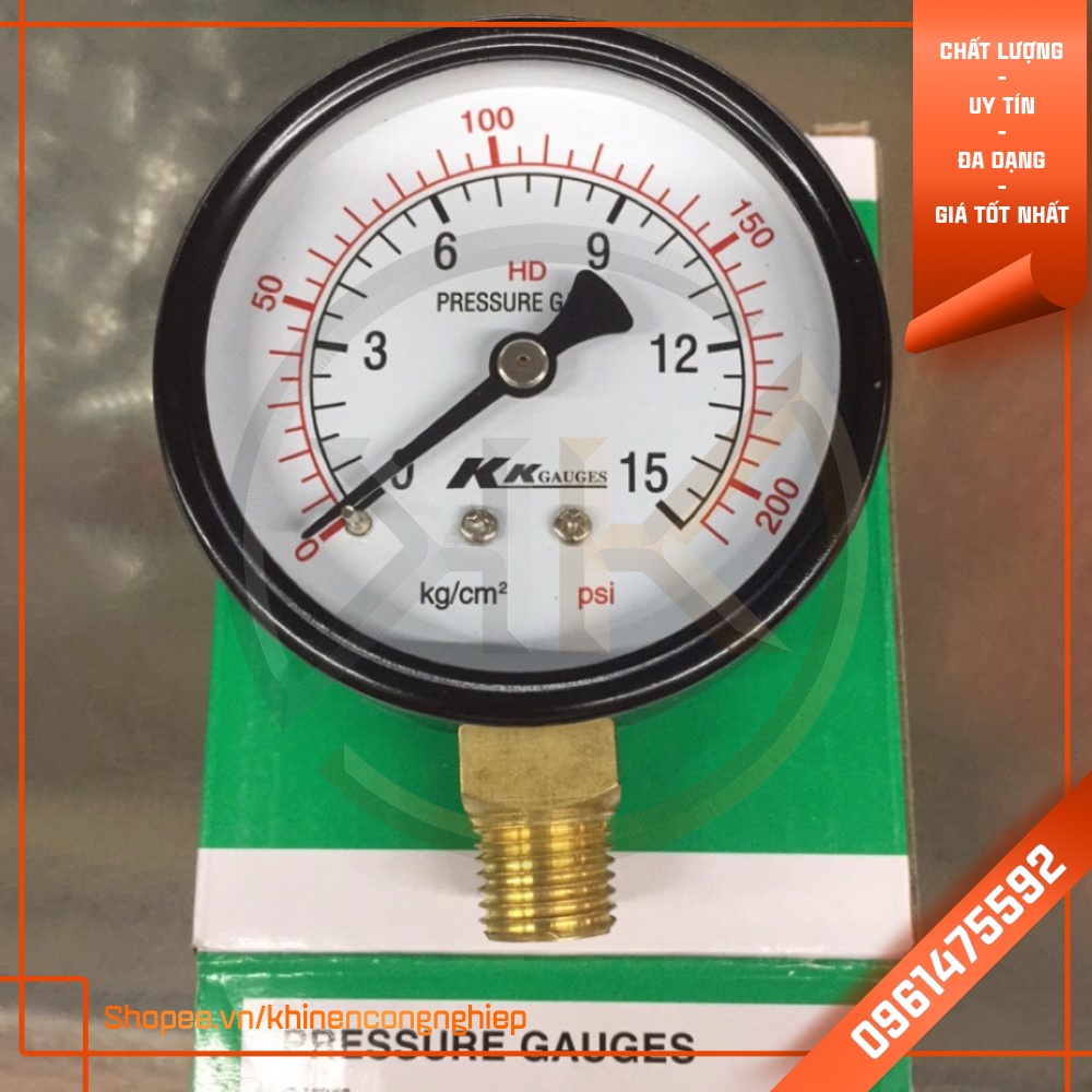Đồng Hồ Hơi Đo Áp Suất KK Gauges Ø 63 từ 5 ~ 50 Kg