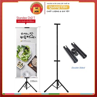 Khung standee treo tranh chữ T hai mặt bằng sắt 3 chân