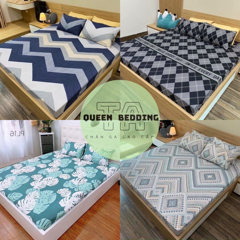 Bộ Ga Gối Trải Giường Poly Cotton M2/M6/M8 Drap giường bo chun có kèm 2 vỏ gối,mẫu báo hồng