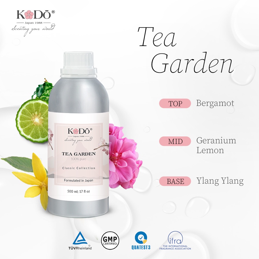 [Chai 500ml] KODO - CLASSIC Collection - Tinh dầu nước hoa Nguyên chất White Tea, Bb British, Elegant, White Rose