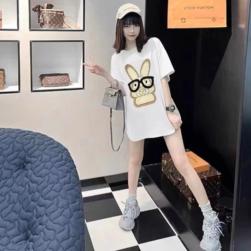 Áo Phông 3158 Thỏ Đeo Kinh In Nổi Tay Lỡ Chất Cotton Tàu Co Dãn Nam Nữ Unisex - Áo Thun Cộc Tay Bigsize