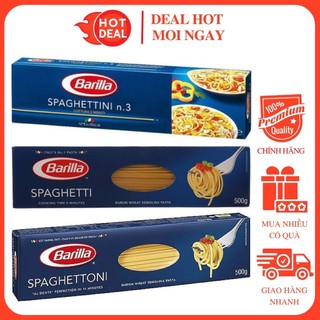 Mì Ý Barilla Spaghettoni Sợi/Ống Vừa/Trung Đủ Cỡ Hộp 500G