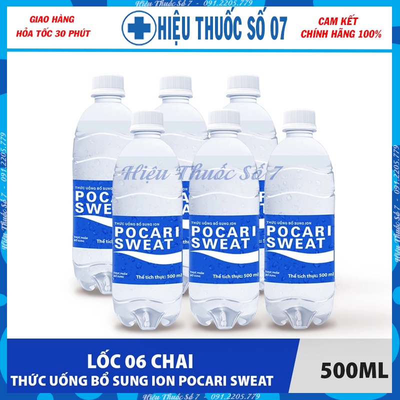Lốc 6 chai thức uống bổ sung ion Pocari Sweat (500ml / Chai)