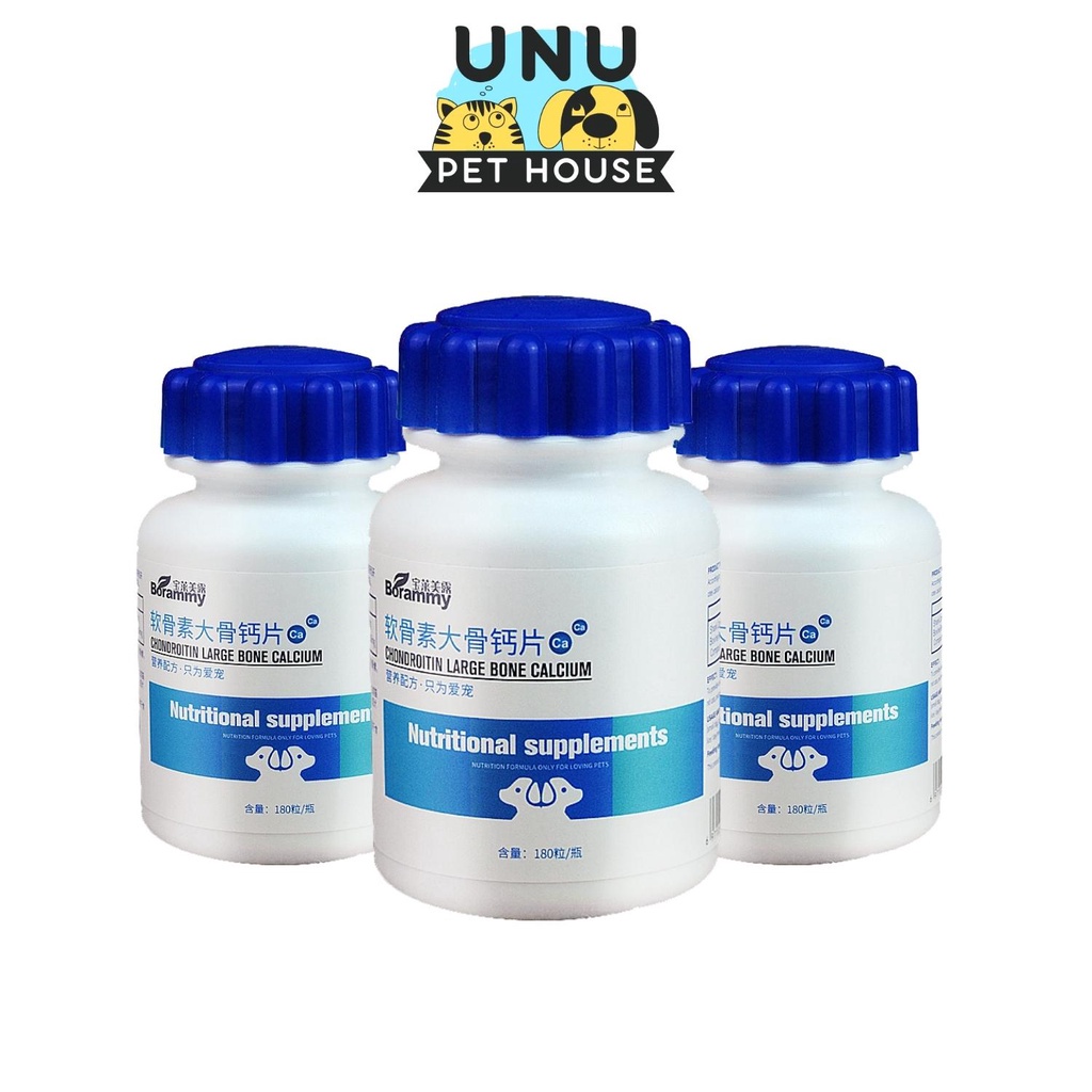 Canxi cho chó BORAMMY bổ sung canxi cho chó bầu, chó con, canxi cho mèo, lọ 180 viên - UNU Pet House