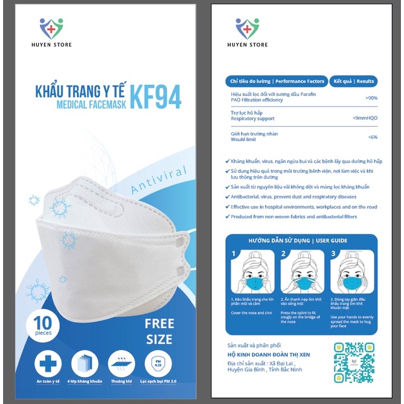 THÙNG 300 Cái KF94 HUYỀN STORE 4 LỚP