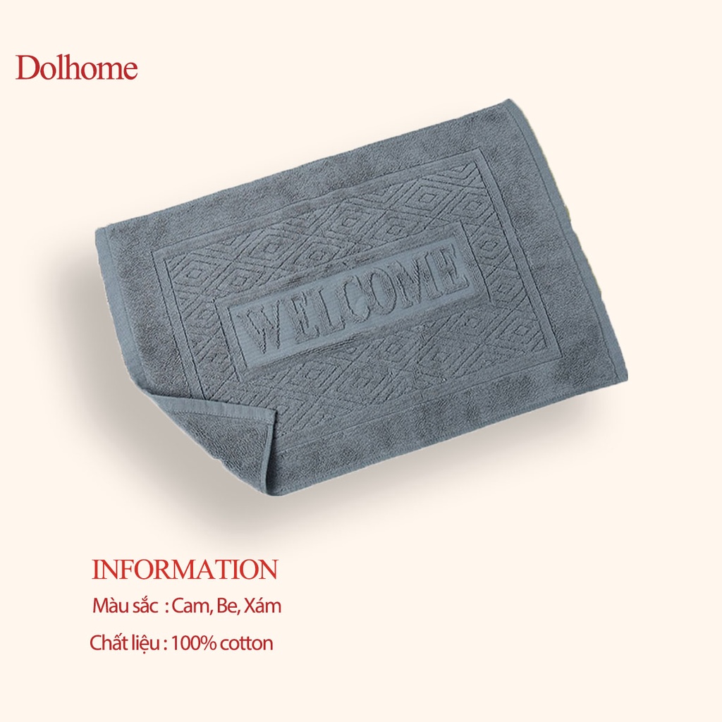 Thảm lau chân Dolhome cotton chữ nổi Welcome thấm hút nước tốt -20078WC