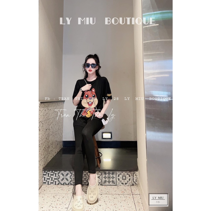 [3.3 Sales Freeship] Set bộ thun in hình con sóc áo from rộng phối quần ôm dài, set bộ thể thao nữ nhiều màu sắc mtb