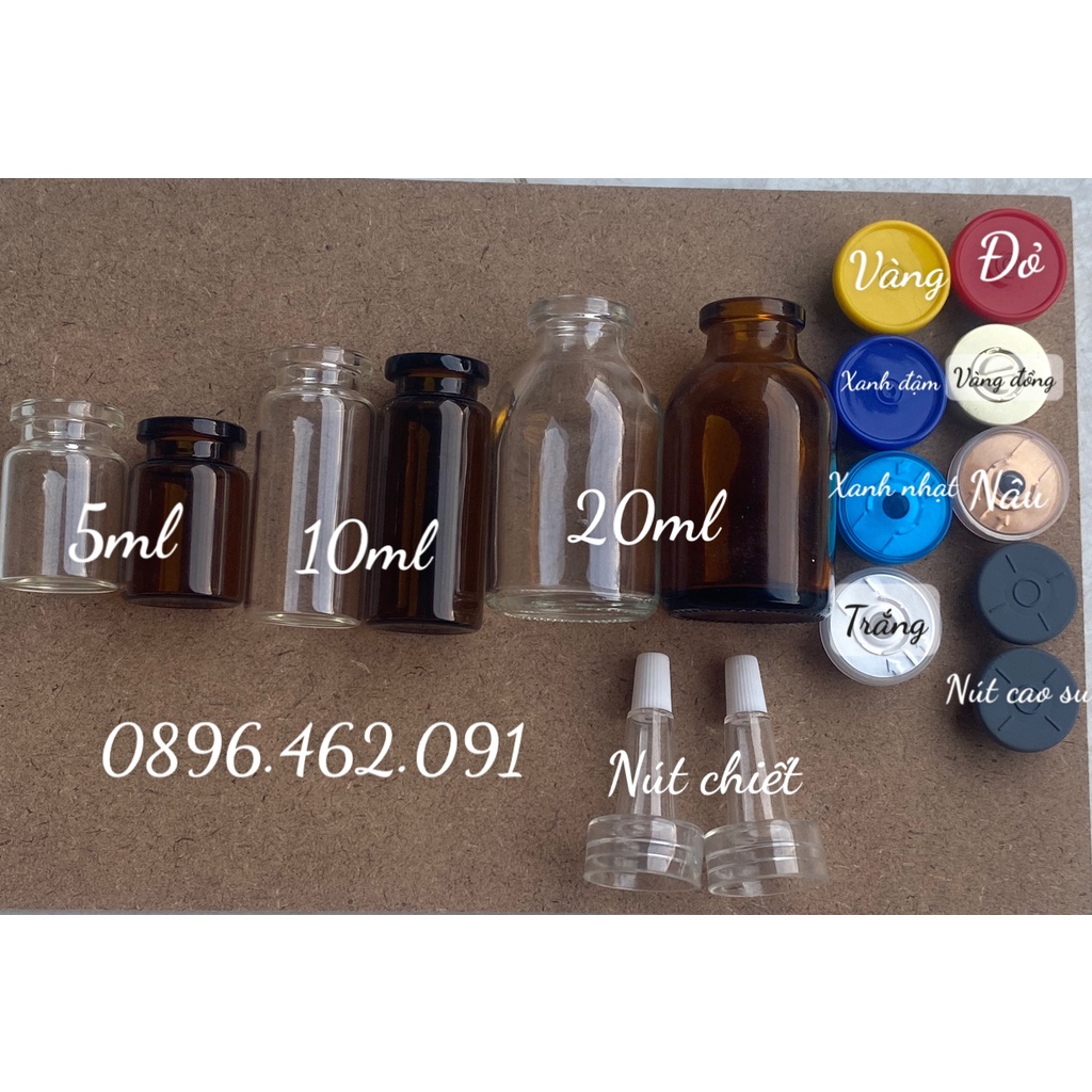 LỌ THỦY TINH ĐỰNG SERUM,THỦY TINH ĐỰNG TẾ BÀO GỐC,CHAI CHIẾT MỸ PHẨM ĐI KÈM NÚT CAO SU,NẮP NHÔM,NÚT CHIẾT 5ML/10ML/20ML