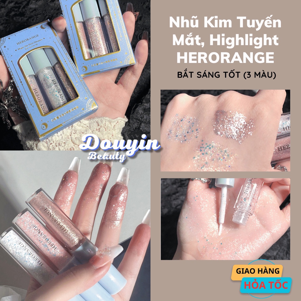 Nhũ mắt HERORANGE SWEET MINT, nhũ bắt sáng phấn highlight kim tuyến CKD04 CKD06 - Mỹ phẩm Nội Địa Trung Douyin Beauty