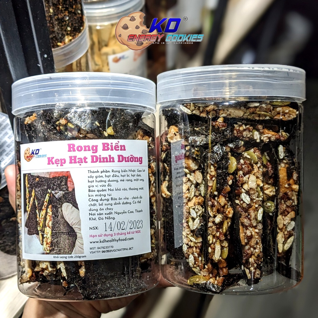 Rong biển kẹp hạt dinh dưỡng thương hiệu KD Shop 250g/ hộp ăn liền, giòn ngon, đậm đà