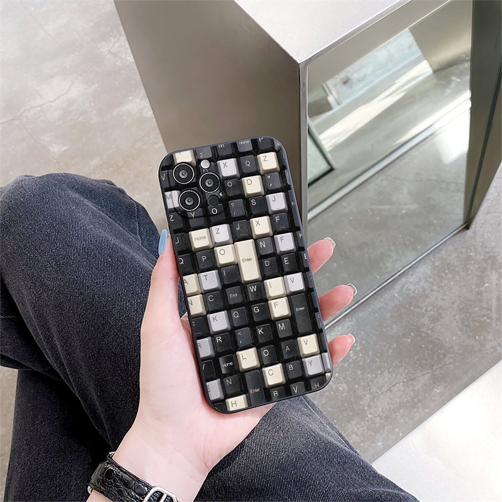 Ốp BVC Iphone viền vuông đen bàn phím máy tính cho iphone 6/7/8Plus X XS xr xsmax 11/12/13/14pro promax e4176