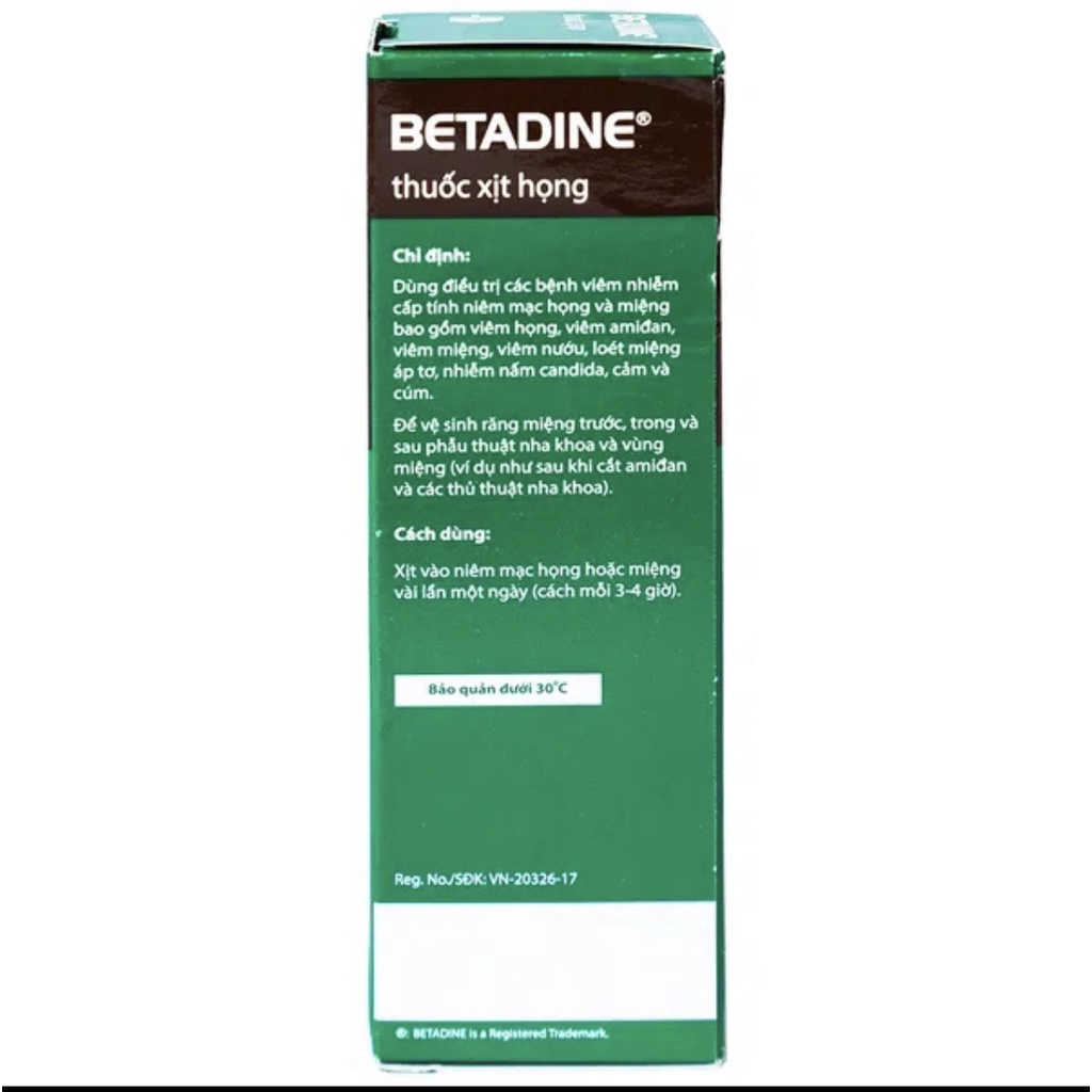 Xịt họng Betadine Throat Spray Povidon iodin 0.45% 50ml
